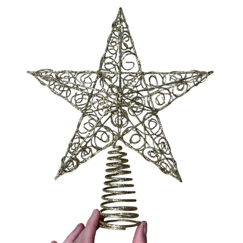 Sparkling Gold Wire Star Christmas Tree Topper